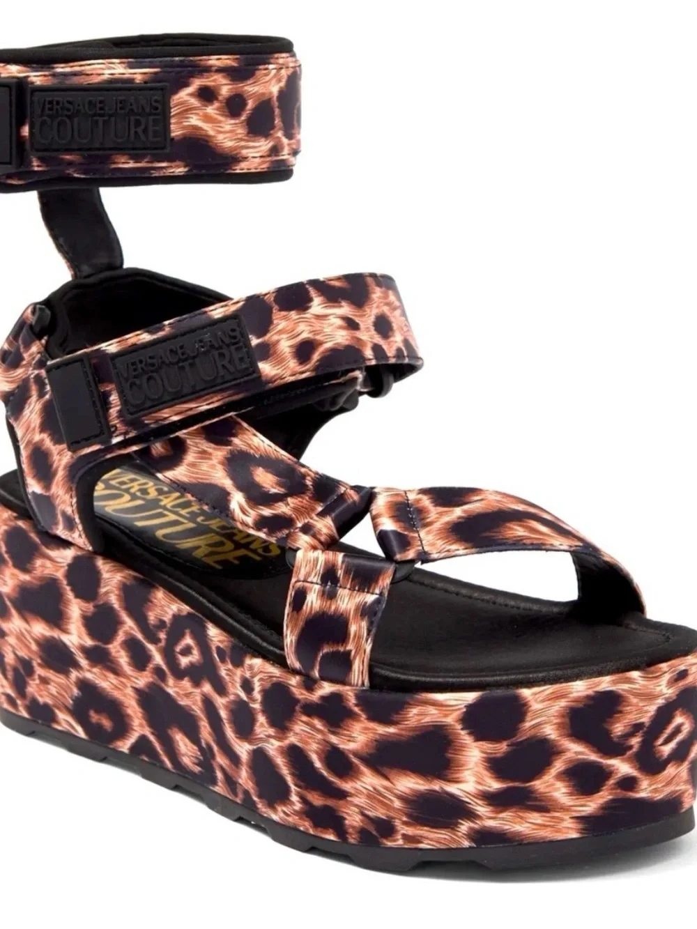 Leopard Print Platform Sandals - JEANS COUTURE